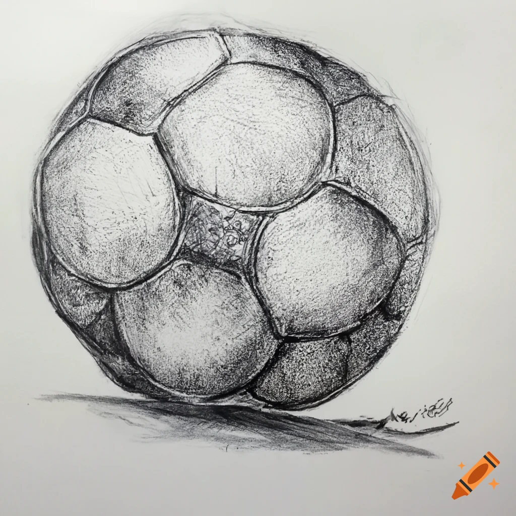 Sketch of objects: soccer ball, hair brush, chapstick on Craiyon