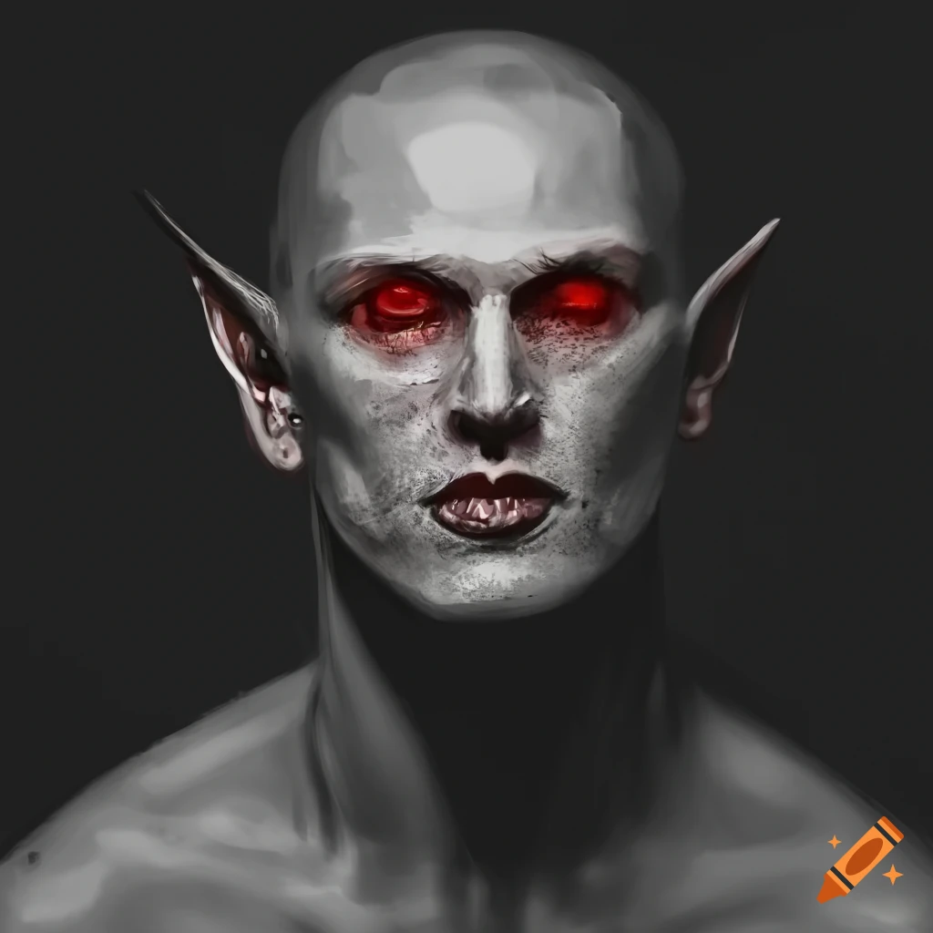 dark elf with red eyes and ashen skin