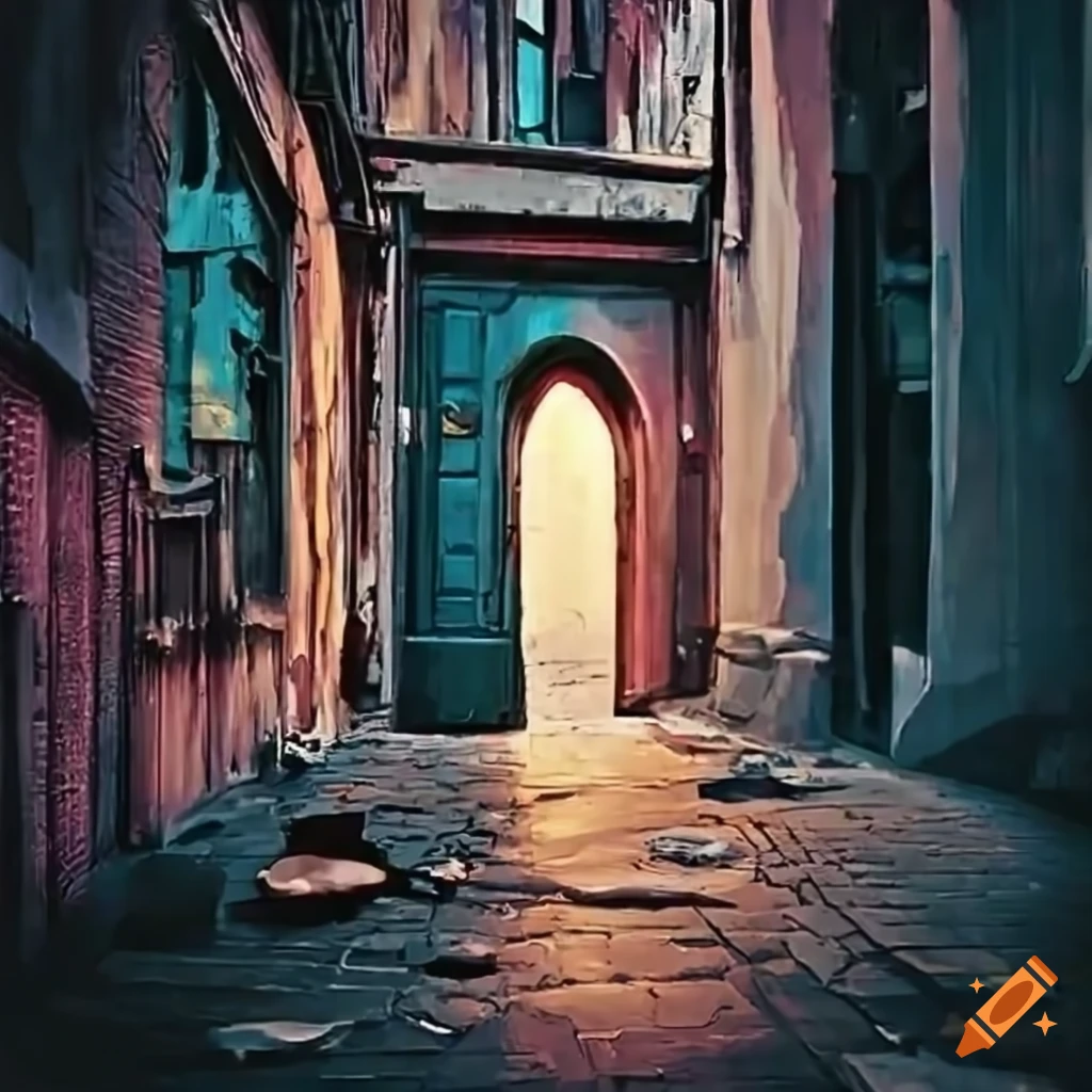 mysterious iron door in an alley