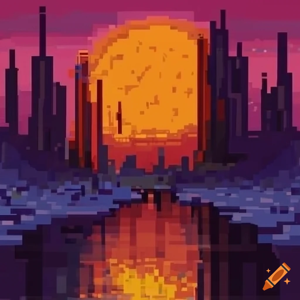 Magical sunset scenery in a hollow world