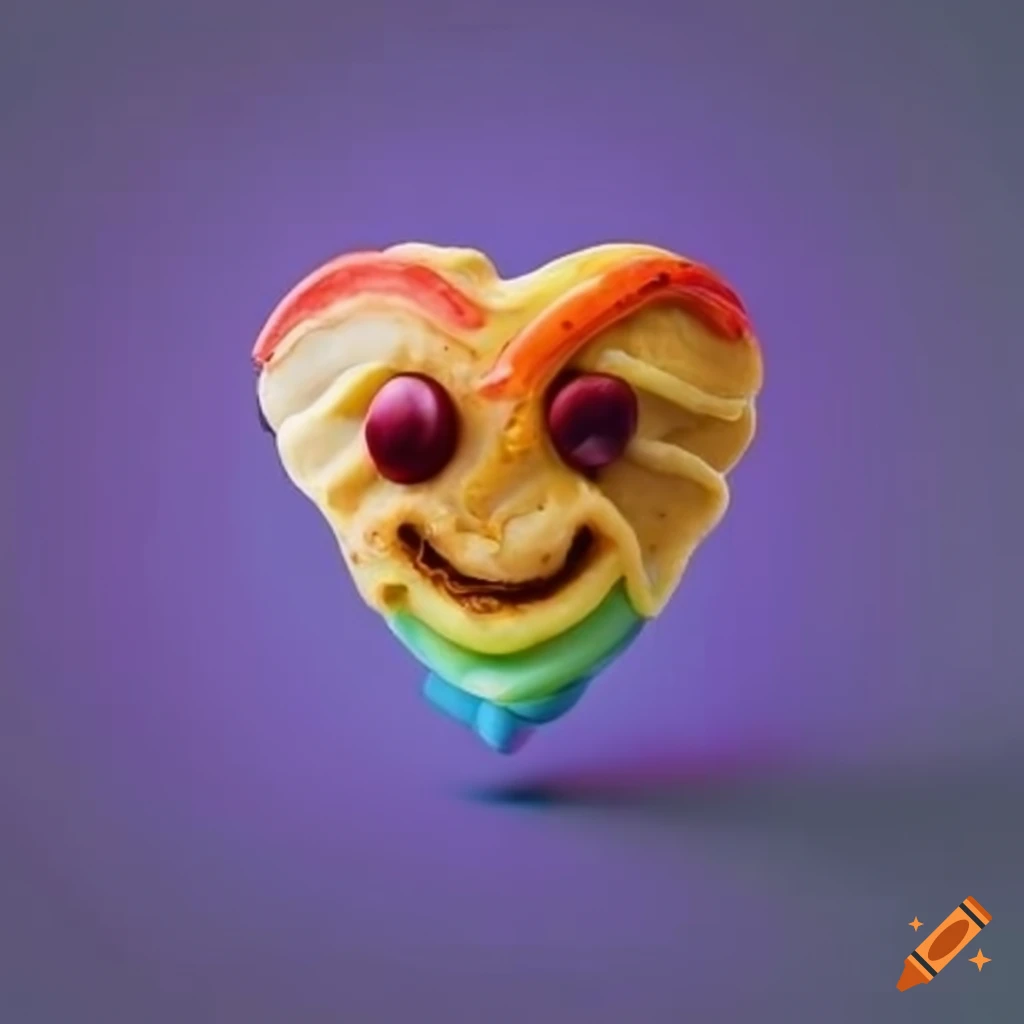 colorful heart-shaped pancake smiley