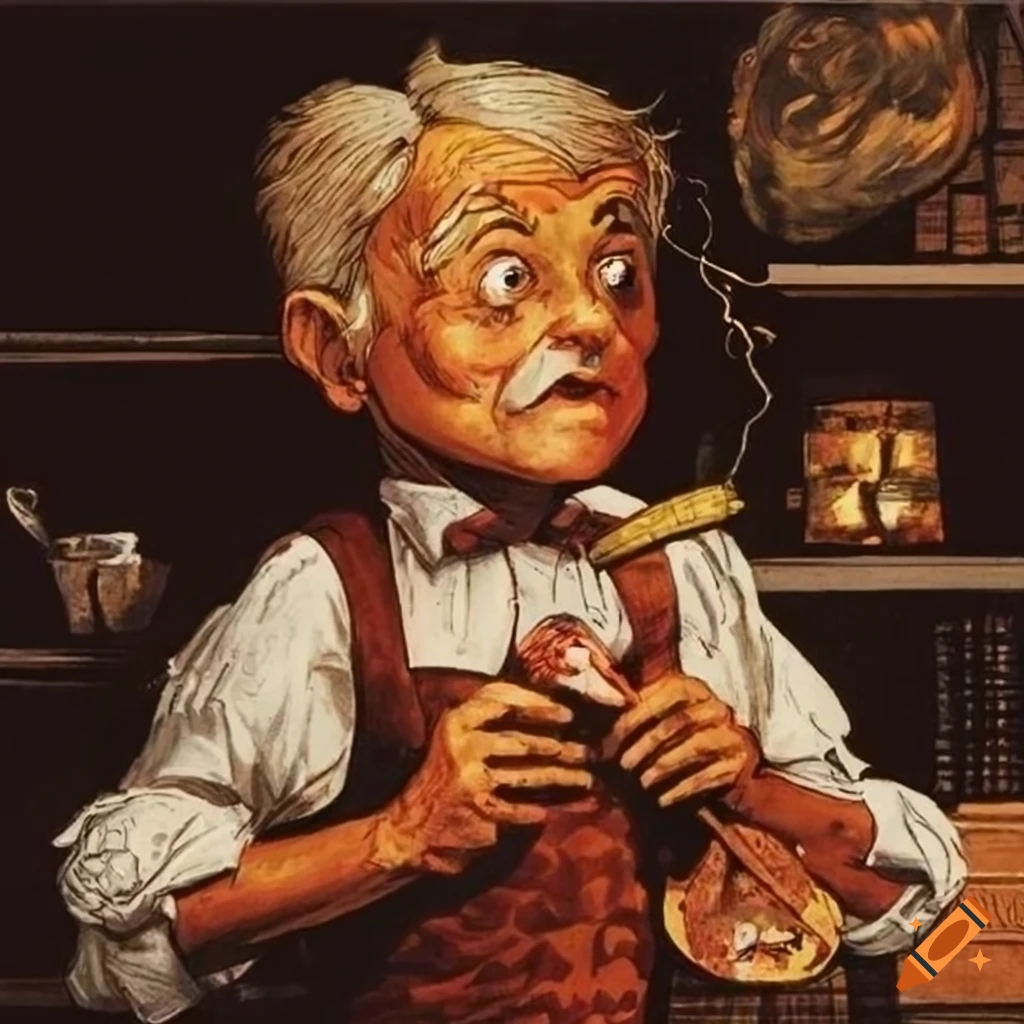 Geppetto's head shop from a noir graphic novel on Craiyon