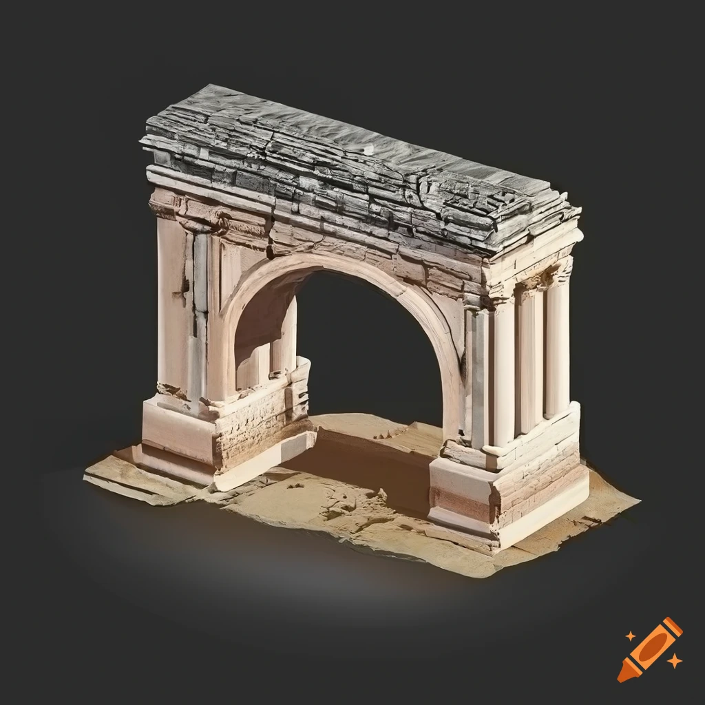 marble arch with olive trees in the foreground