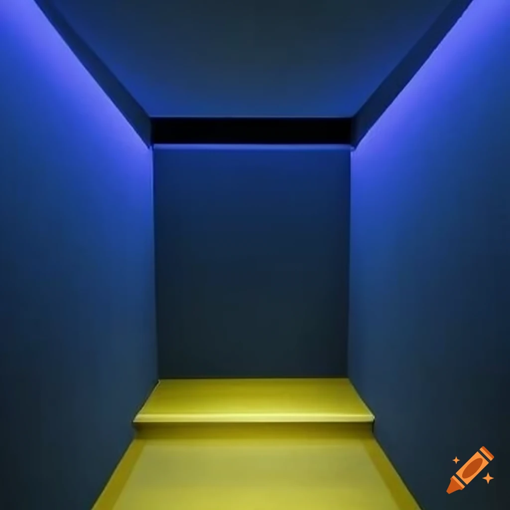 Interior design with blue shadow and fluorescent lighting