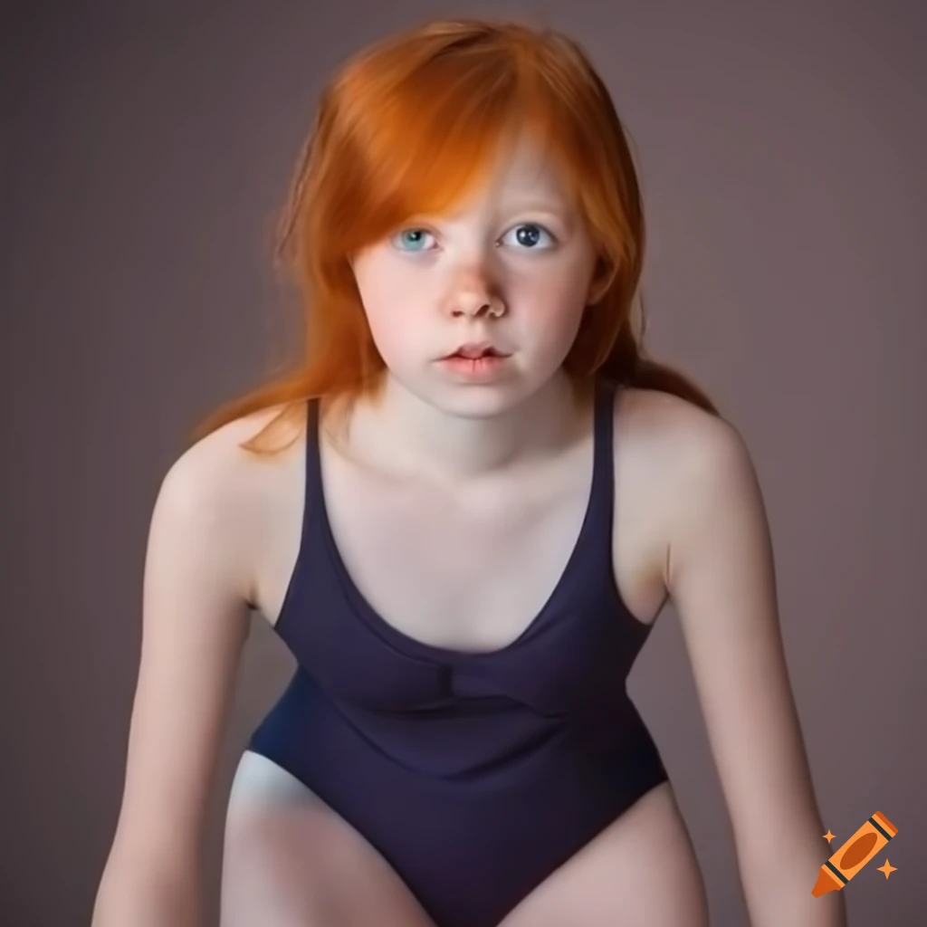 realistic portrait of a young girl in a swimsuit