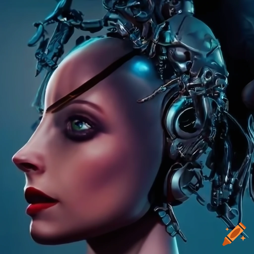 high-quality image of a woman and a robot