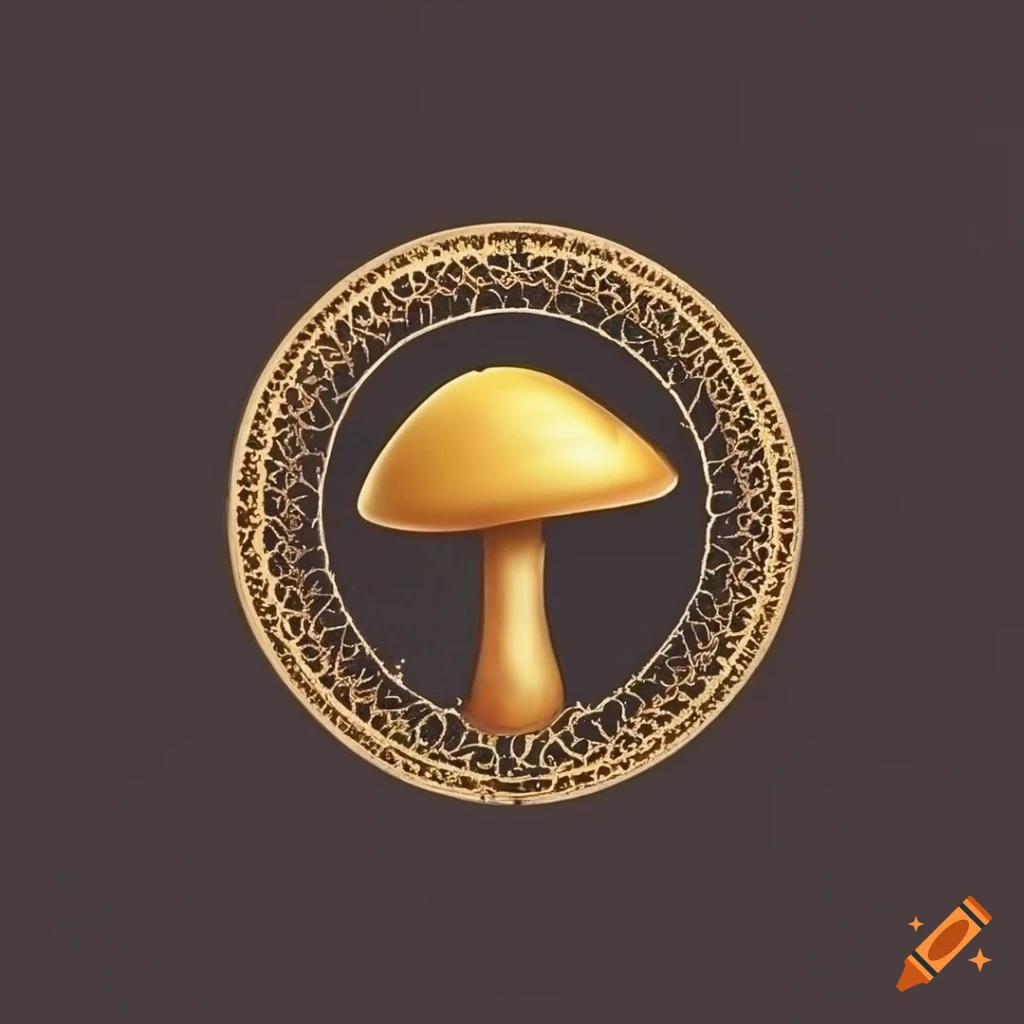 elegant logo design with a black and golden mushroom