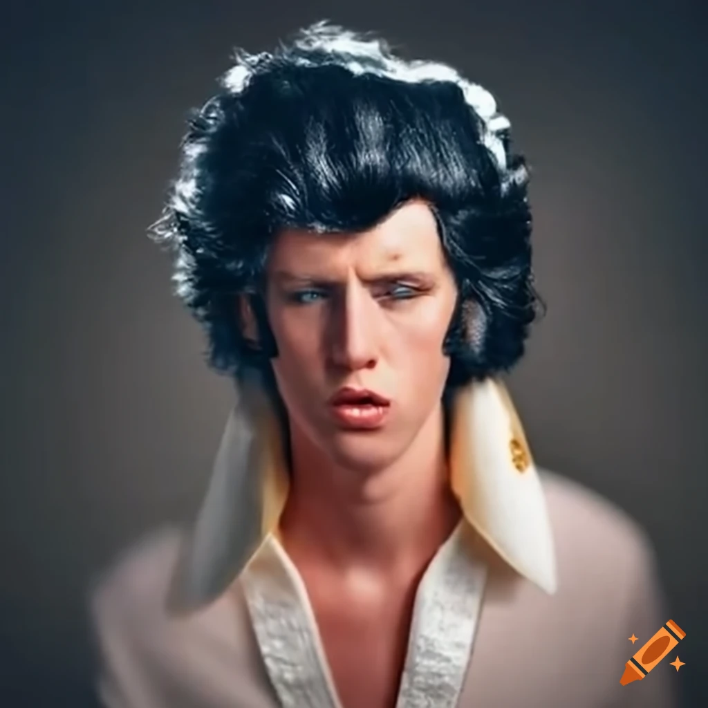 Napoleon Dynamite wearing an Elvis wig