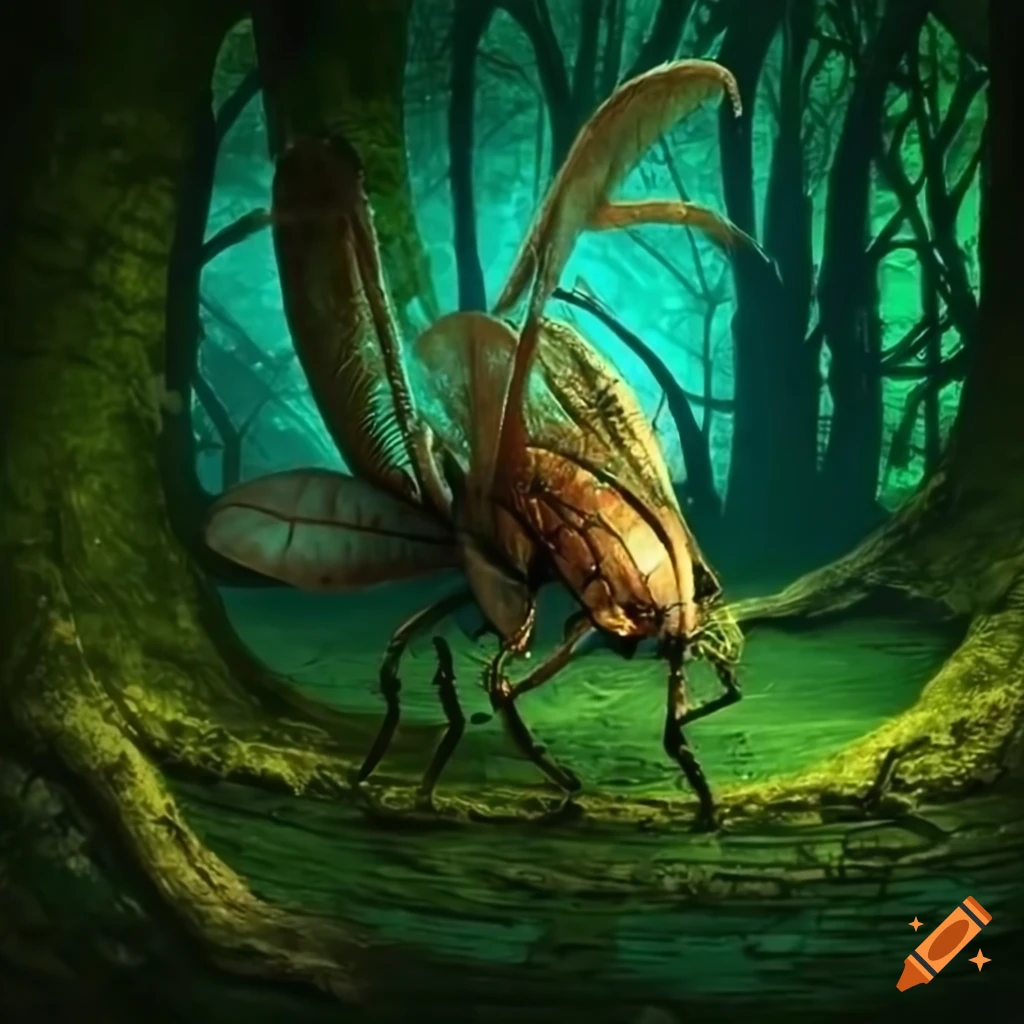 fantasy insect in a mystical forest