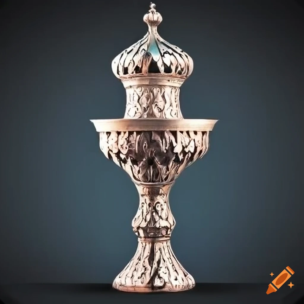 silver ornamental Islamic art fountain