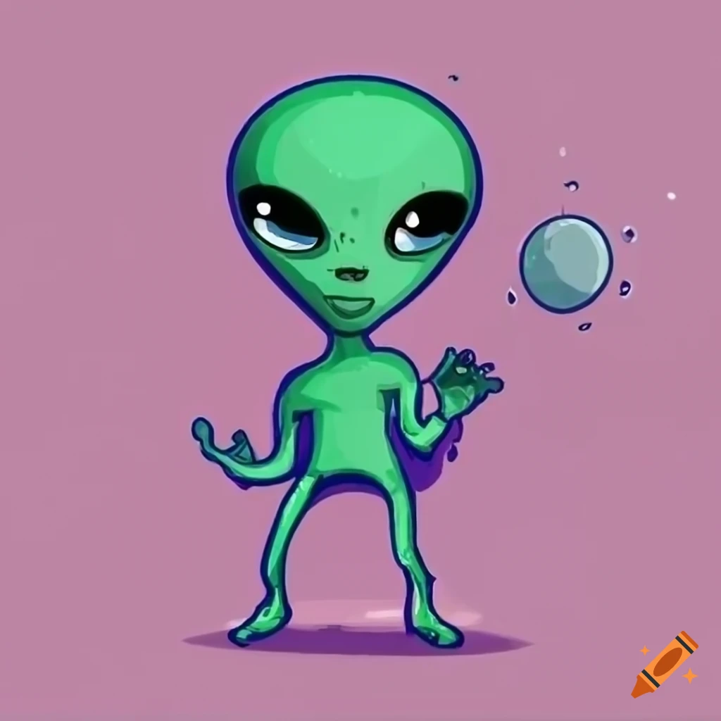 Cartoon alien in outer space