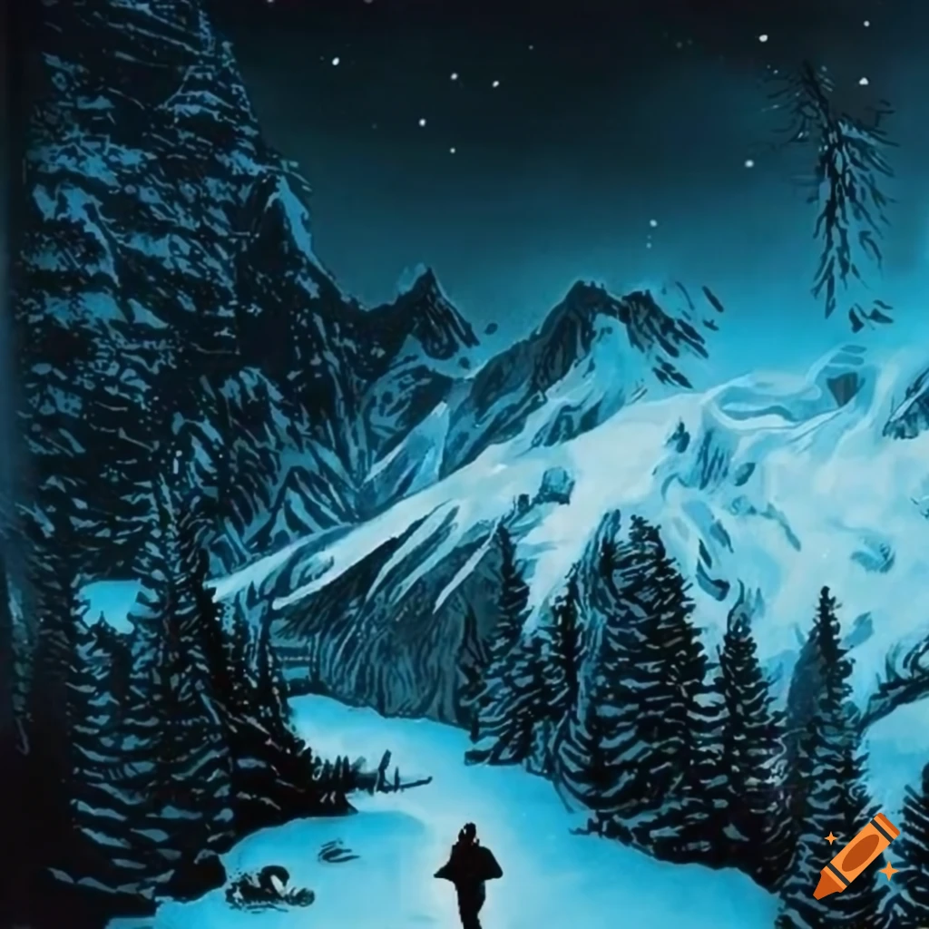 Swiss Mountain Valley from a graphic novel