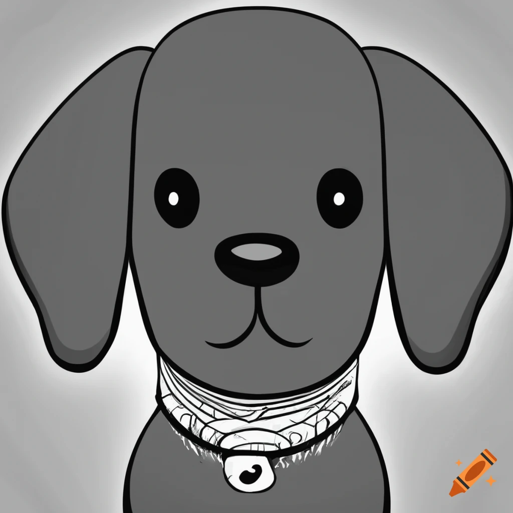 black and white cartoon dog for coloring book