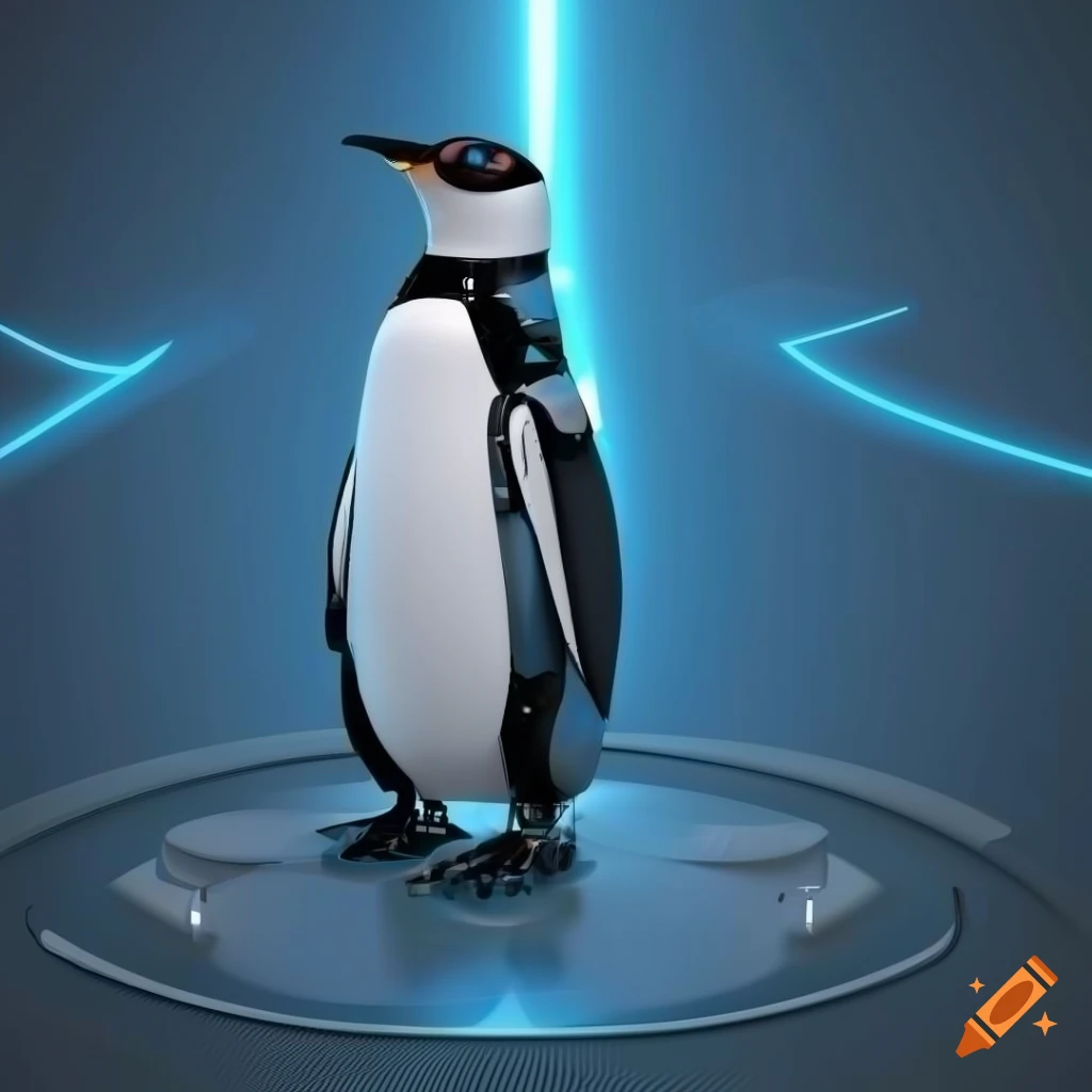 high-tech robotic penguin in futuristic design