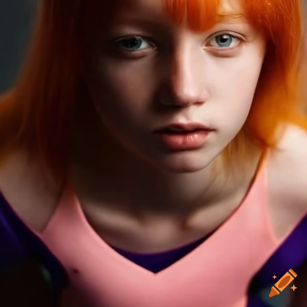 realistic portrait of a young girl in sportswear