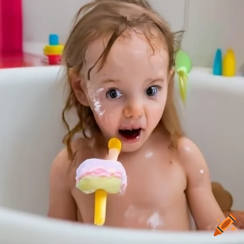 toddler girl enjoying melting vanilla popsicle