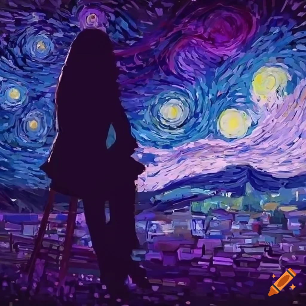 silhouette of a woman drawing with dreamy background