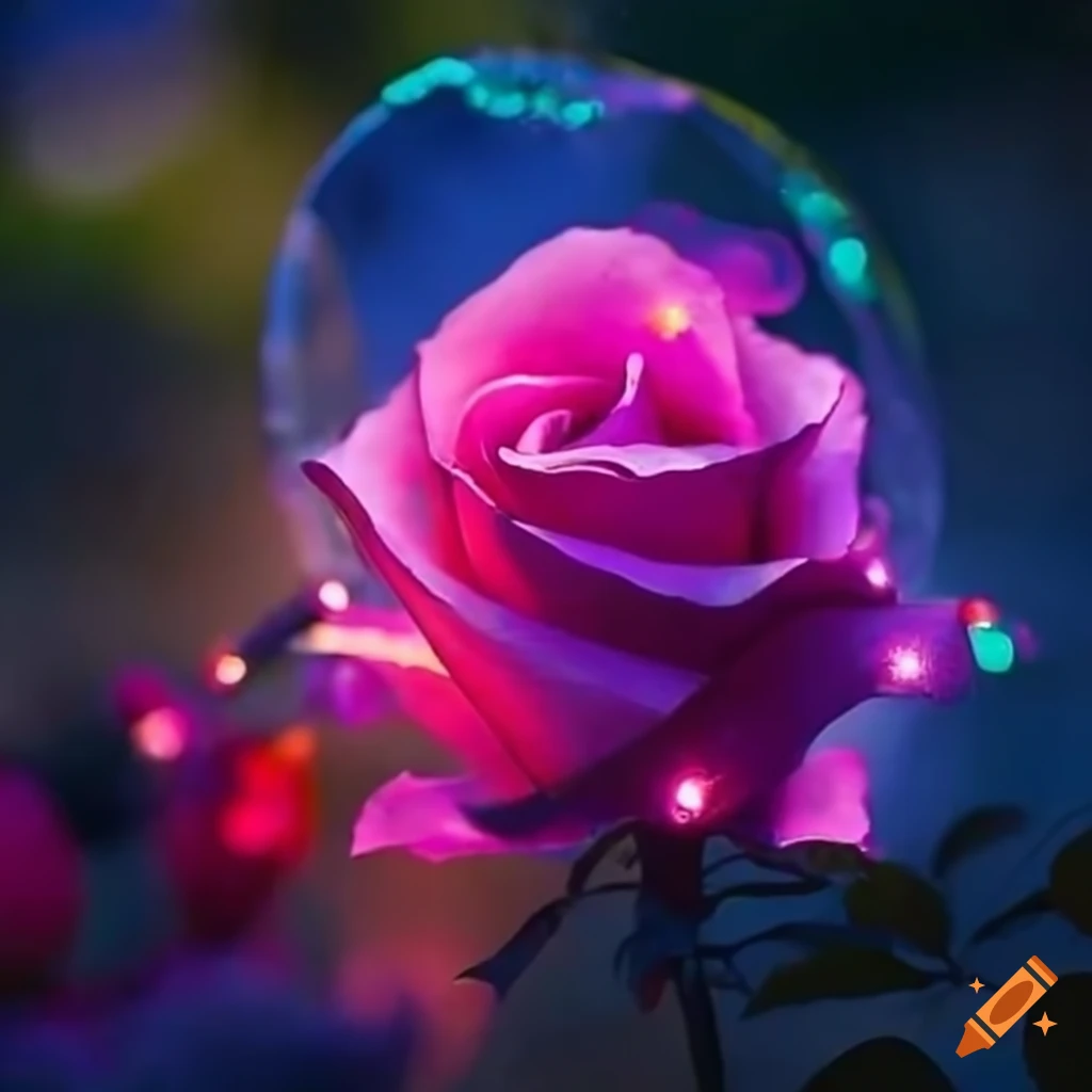 Rose garden with magical shimmer on Craiyon