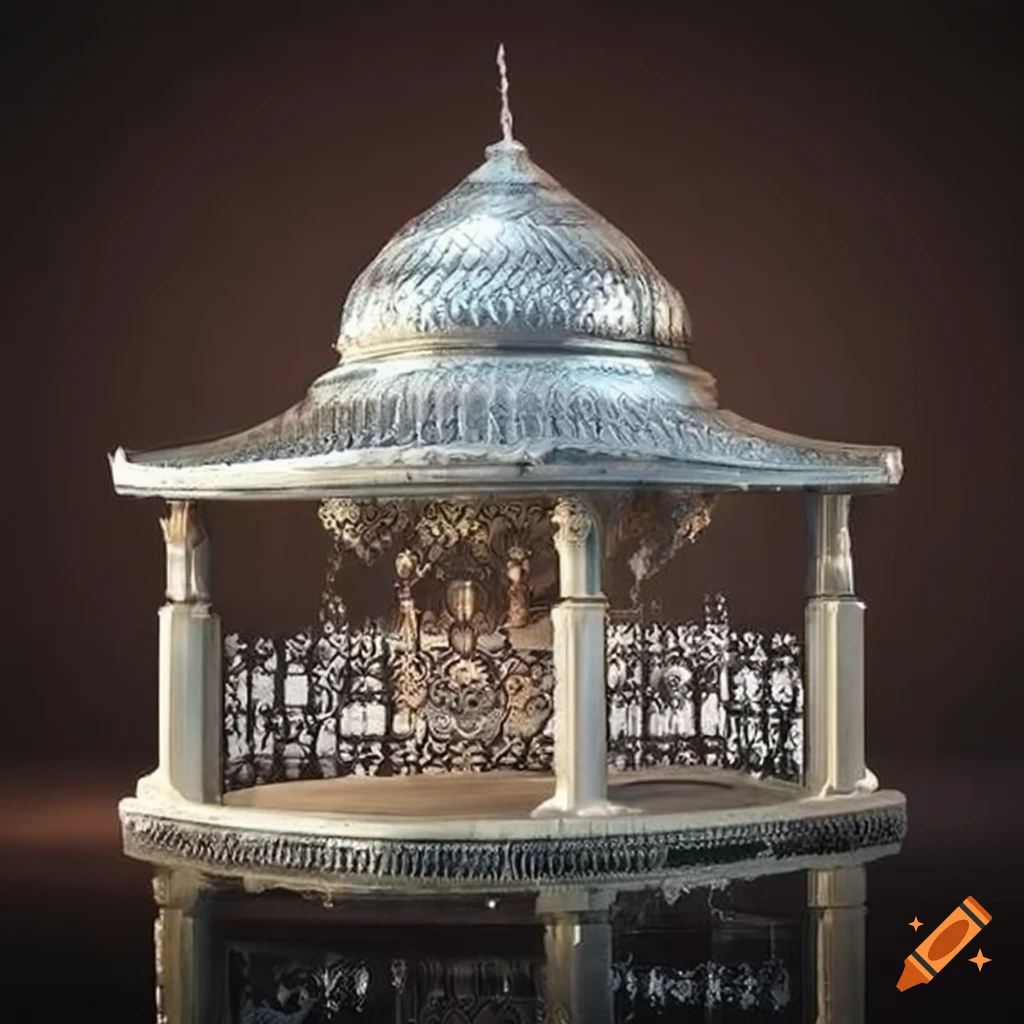 ornamental Islamic gazebo with a silver fountain