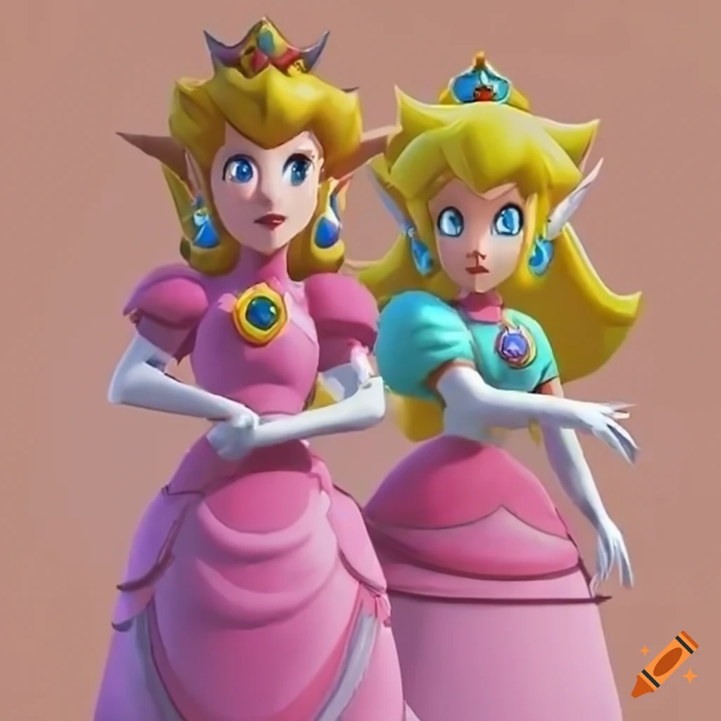 Cosplay artwork of link and princess peach swapping outfits on Craiyon