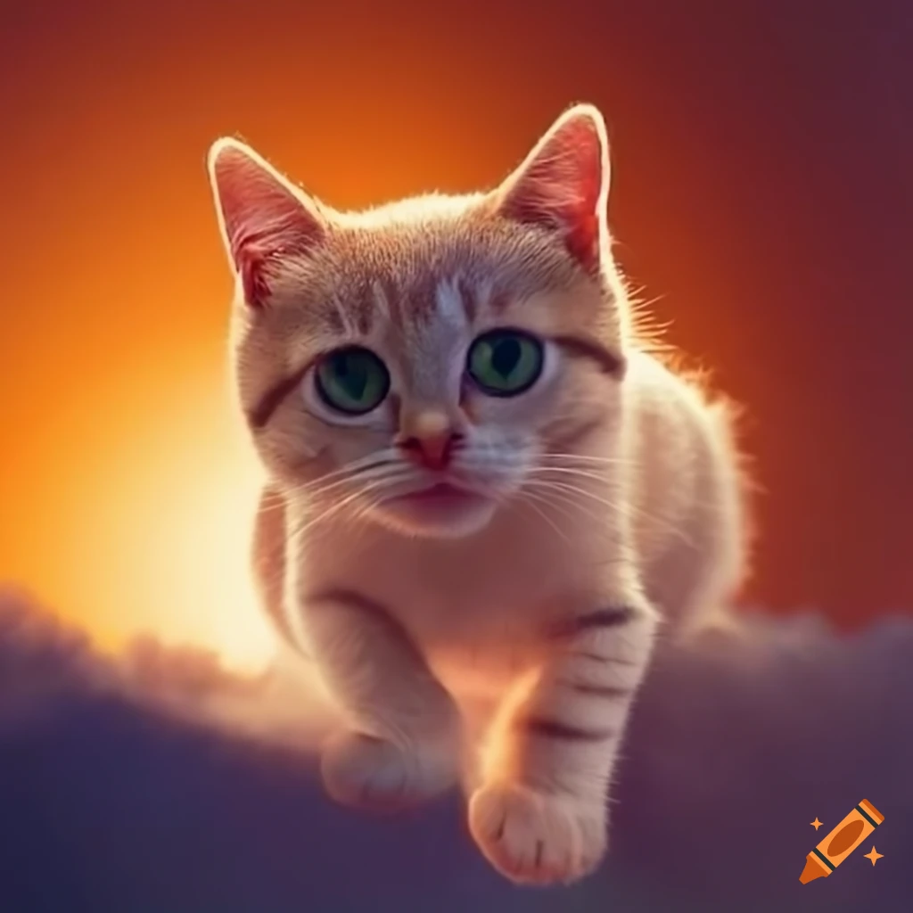 cat with a cloudy sky background