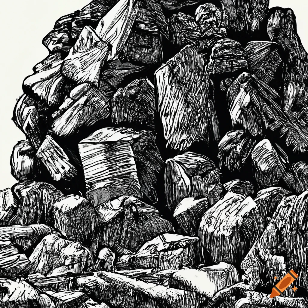 Detailed drawing of a pile of coal