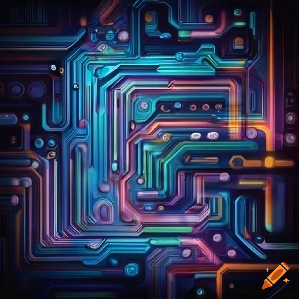 Abstract artwork of printed circuit boards on Craiyon