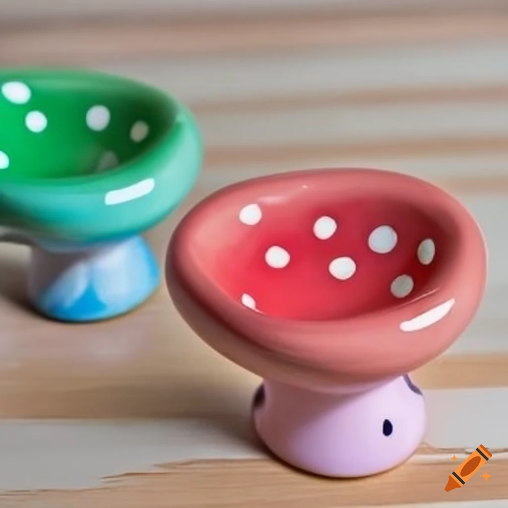 colorful mushroom-shaped mug on a table