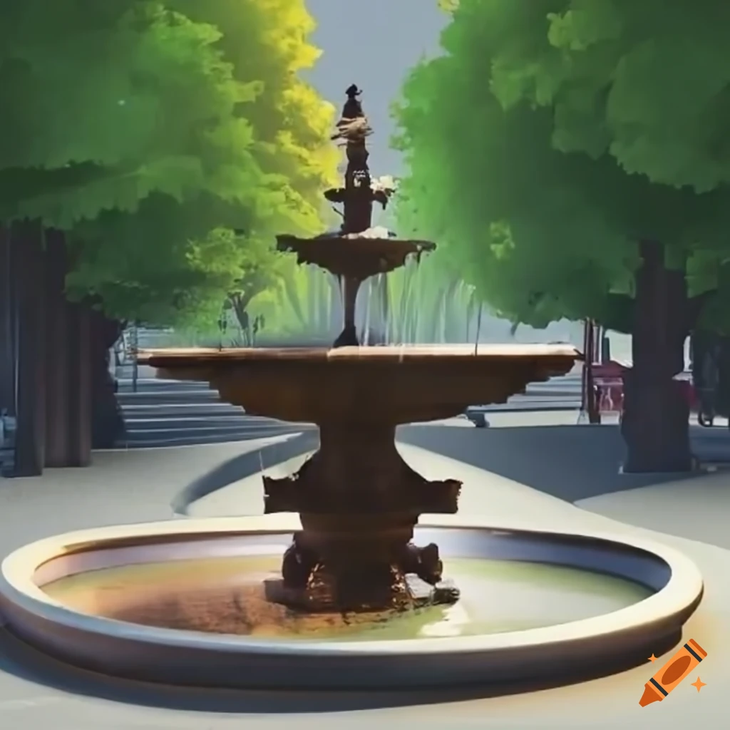 image of a public place with a fountain