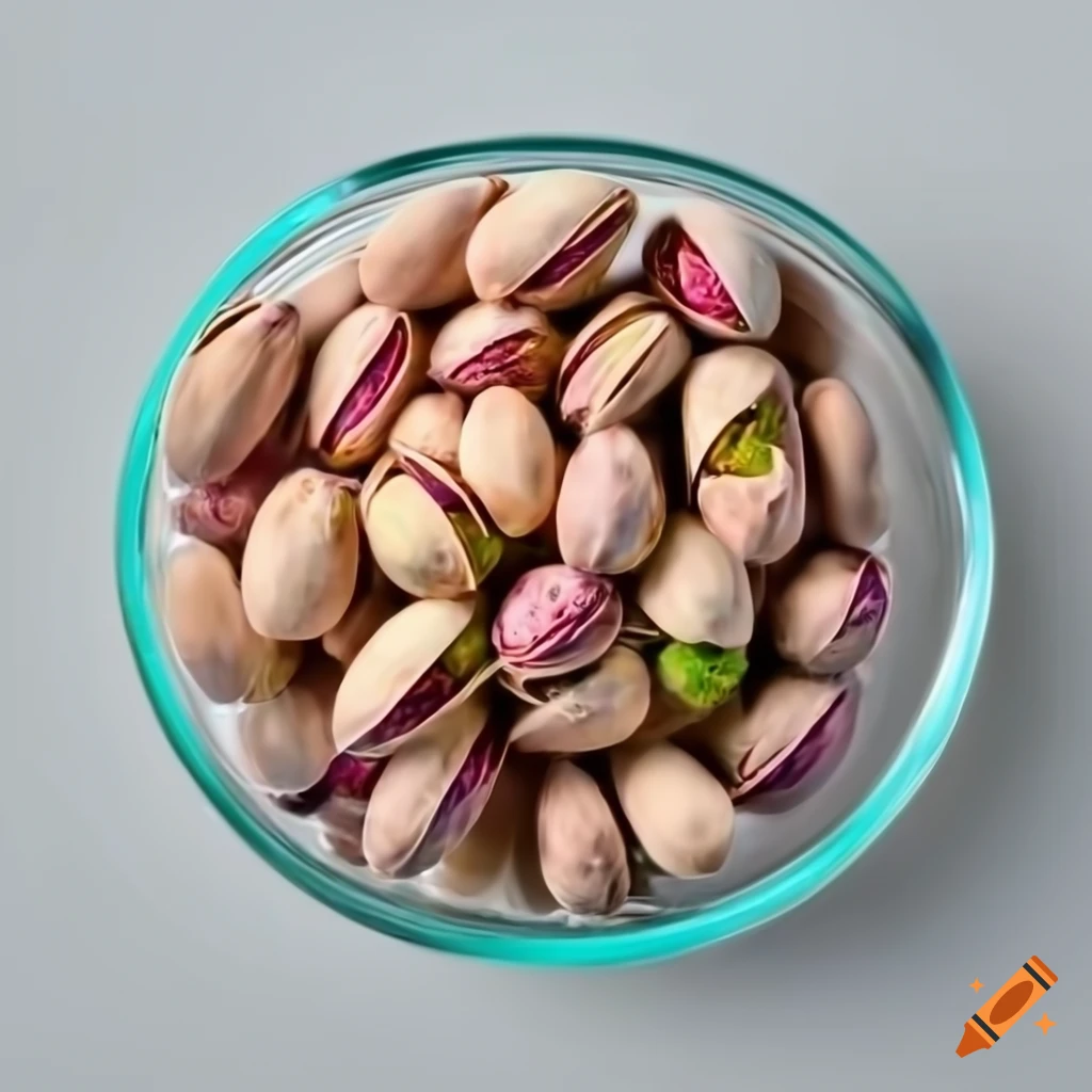 top view of a bowl of pistachios