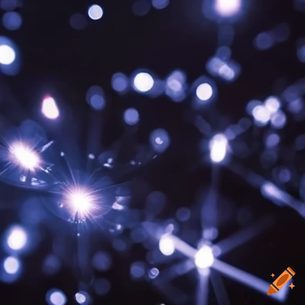 sparkling cross lens flares on black background