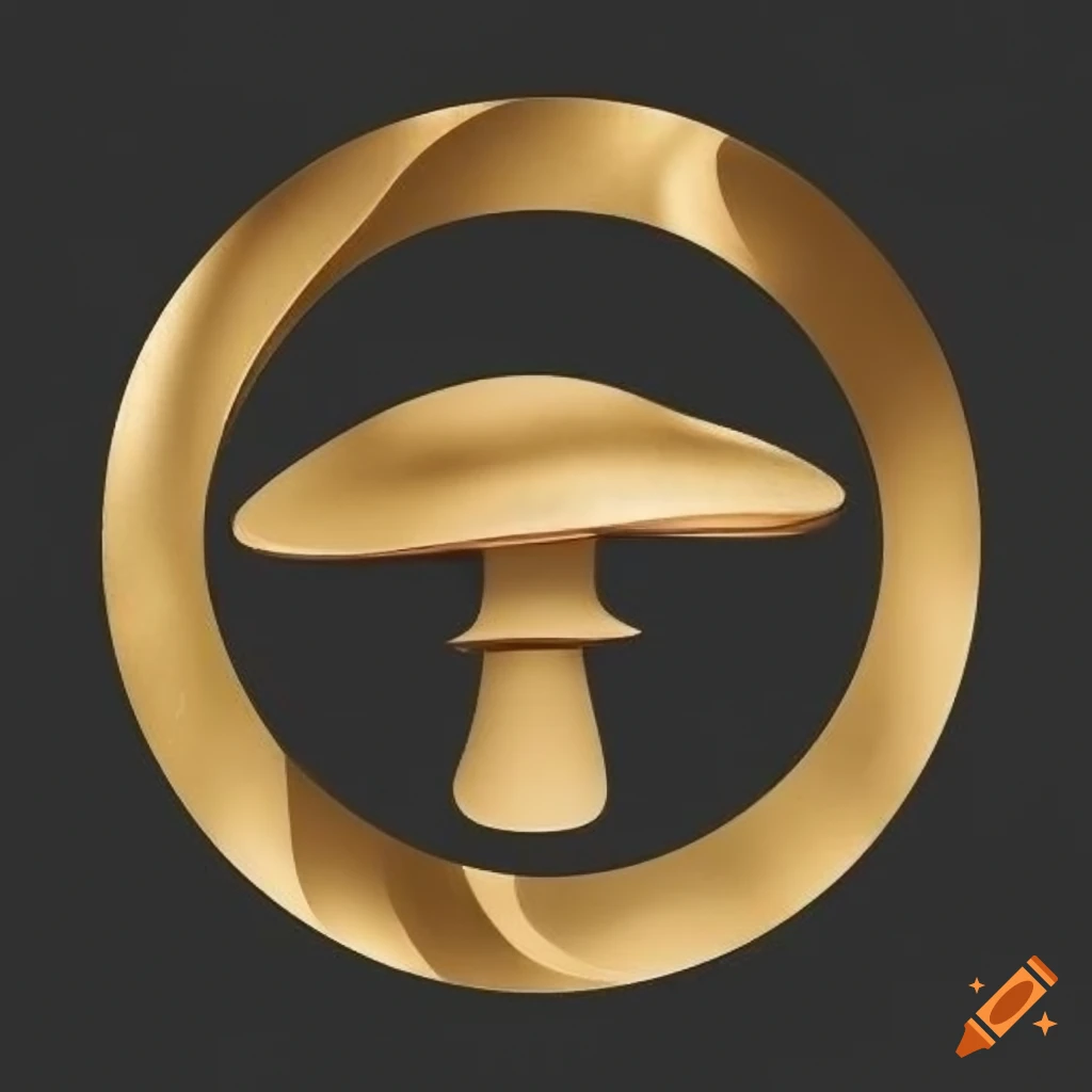 logo with a black and golden mushroom in a zen circle