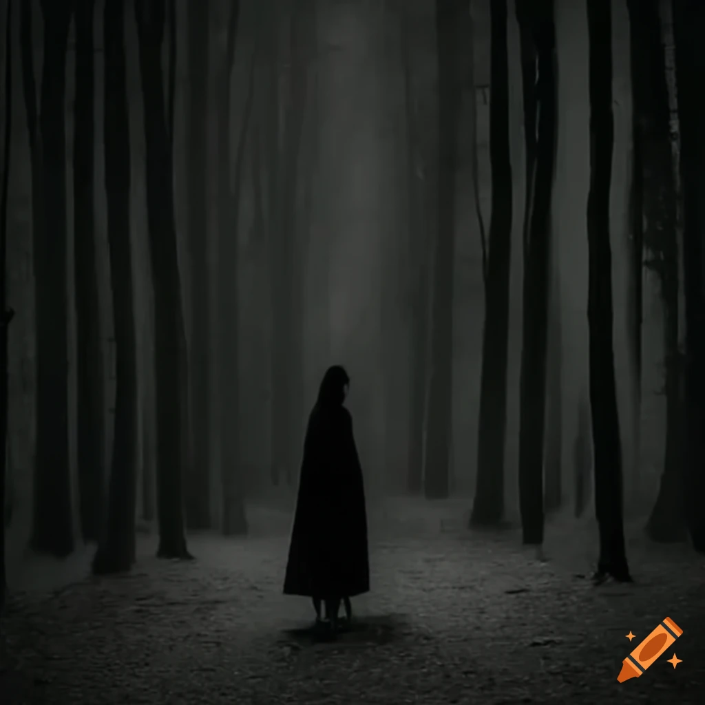 imagen de una persona entrando a un bosque oscuro