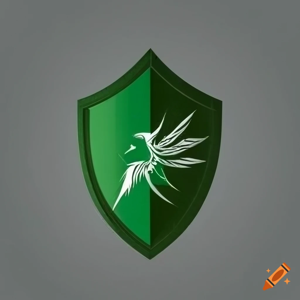 logo design with green pyramids on a shield