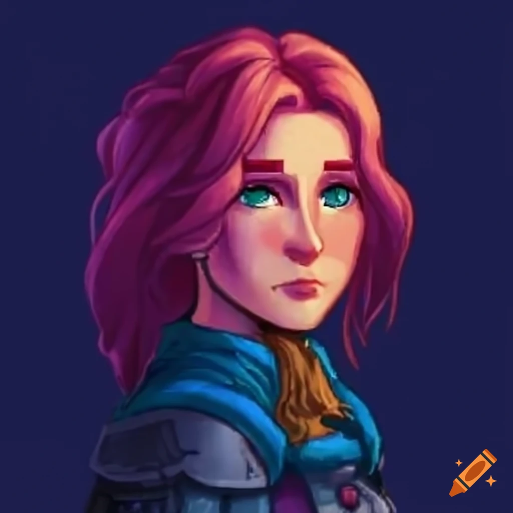 Abigail from stardew valley as a knight