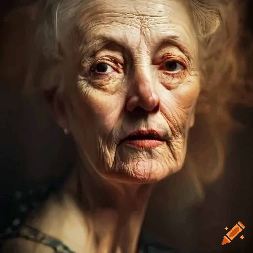 artistic portrayal of a mature woman in an industrial interior
