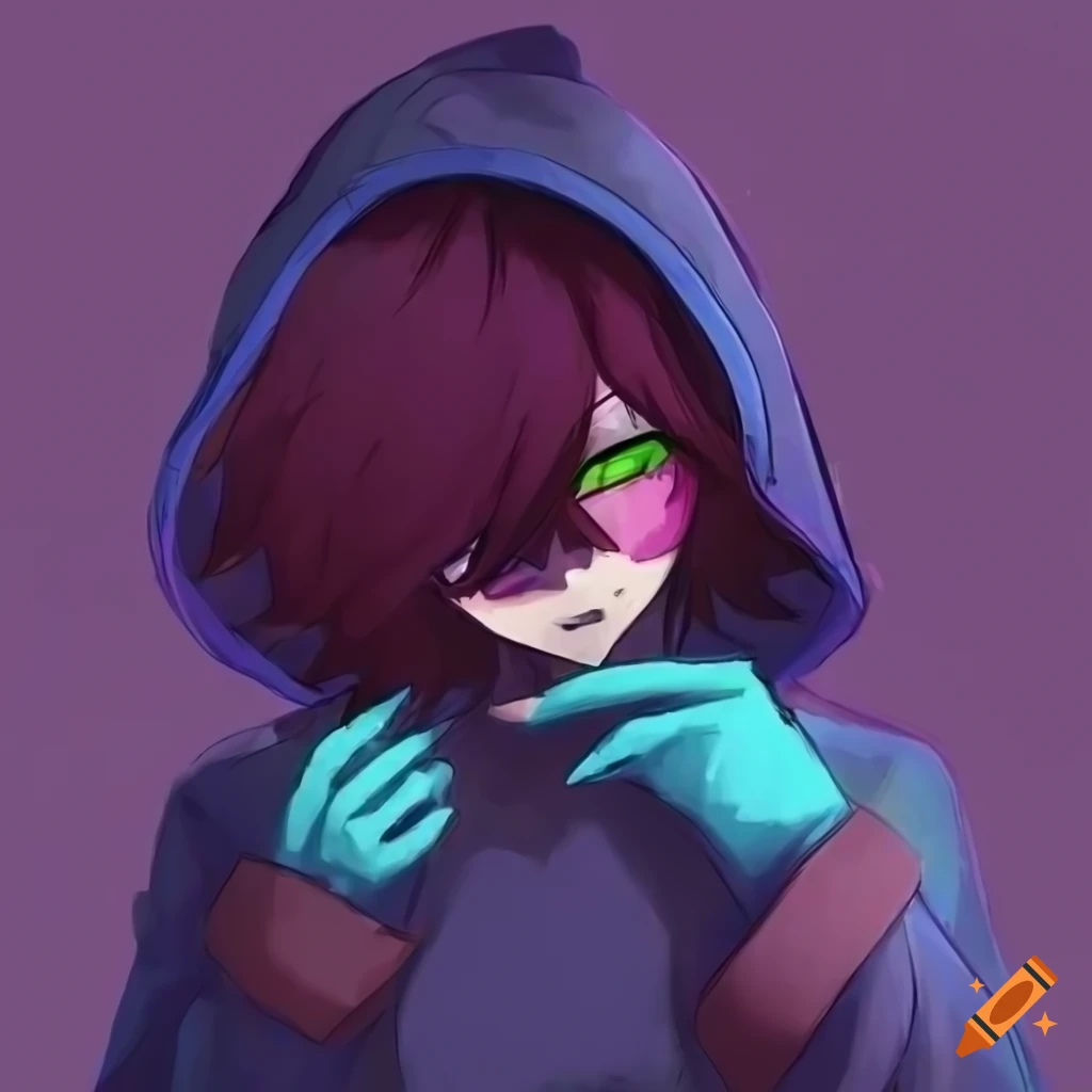 fan art of Deltarune character Kris in a hoodie