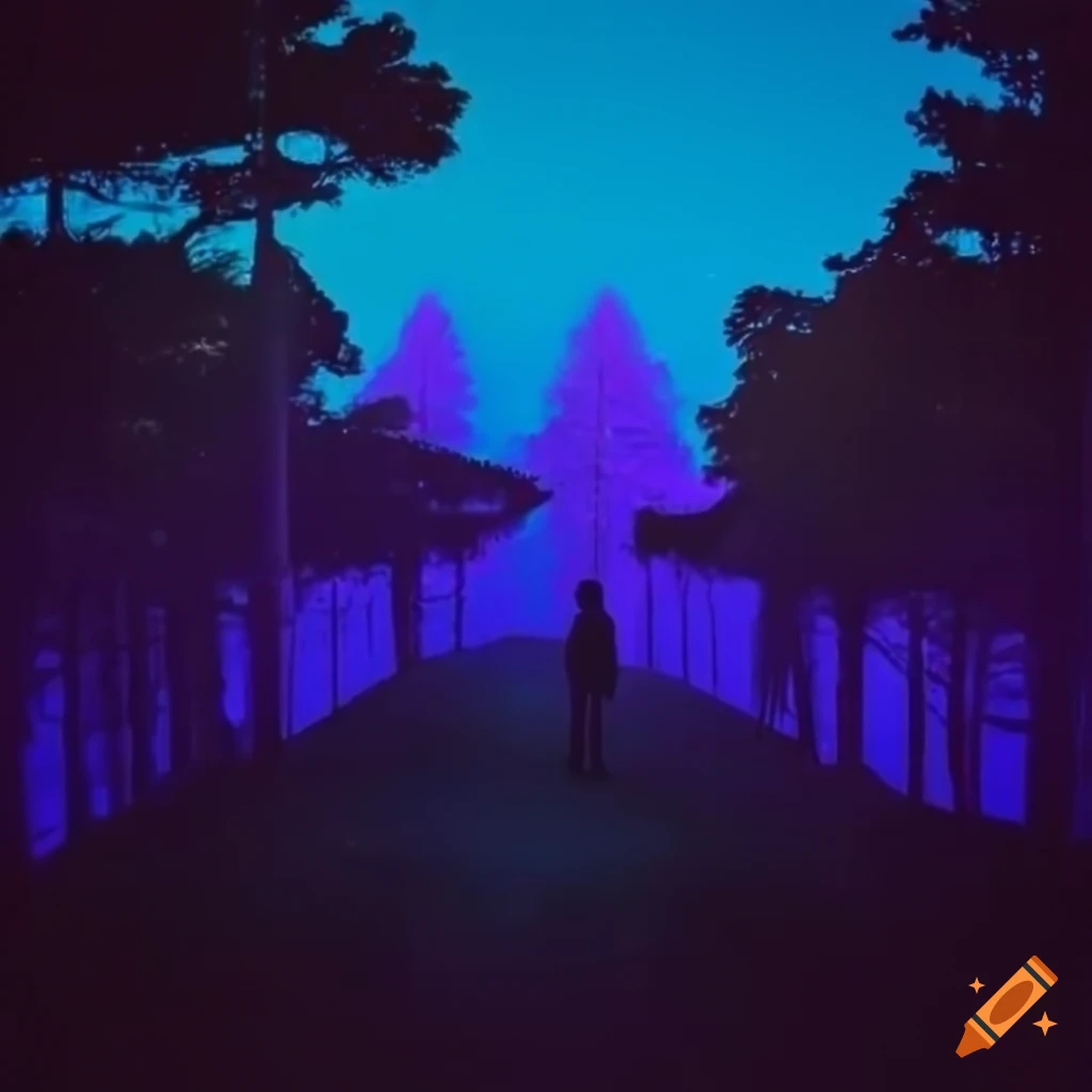 Vaporwave style forest image