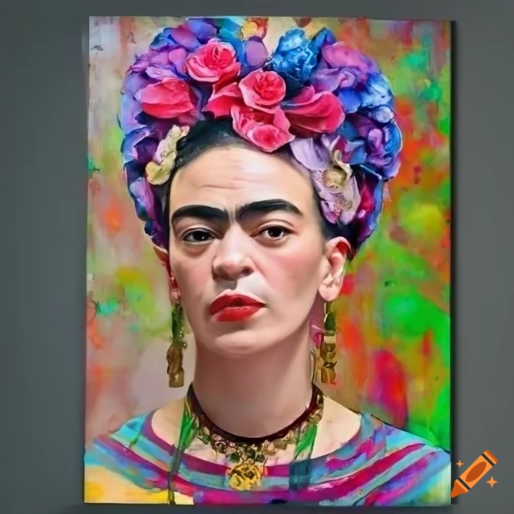 colorful and expressive abstract painting by Andy Wormhole inspired by Frida Kahlo