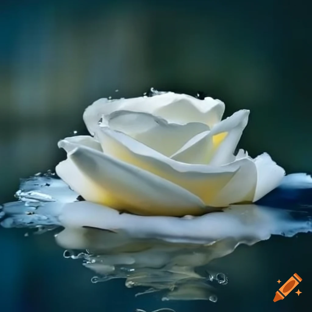 Une rose blanche dans une flaque d'eau on Craiyon
