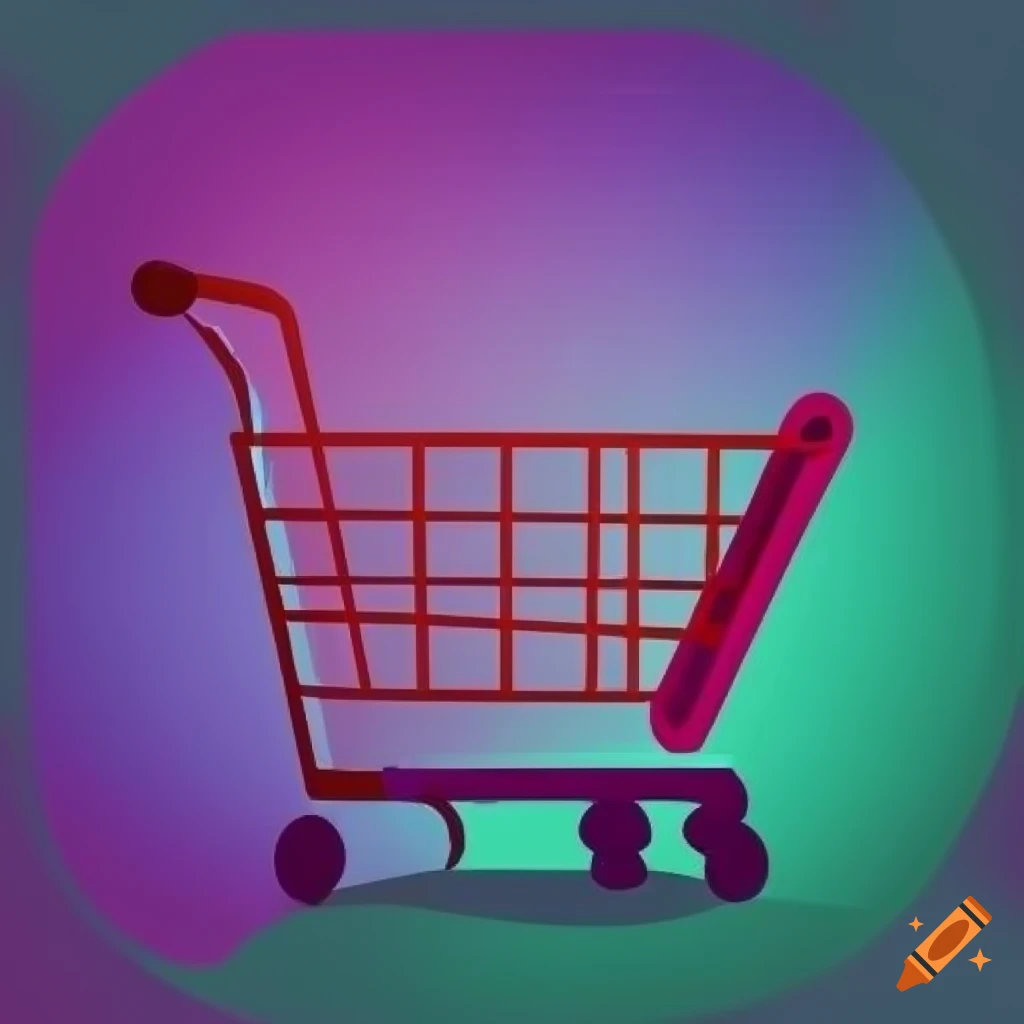 red shopping cart vector illustration