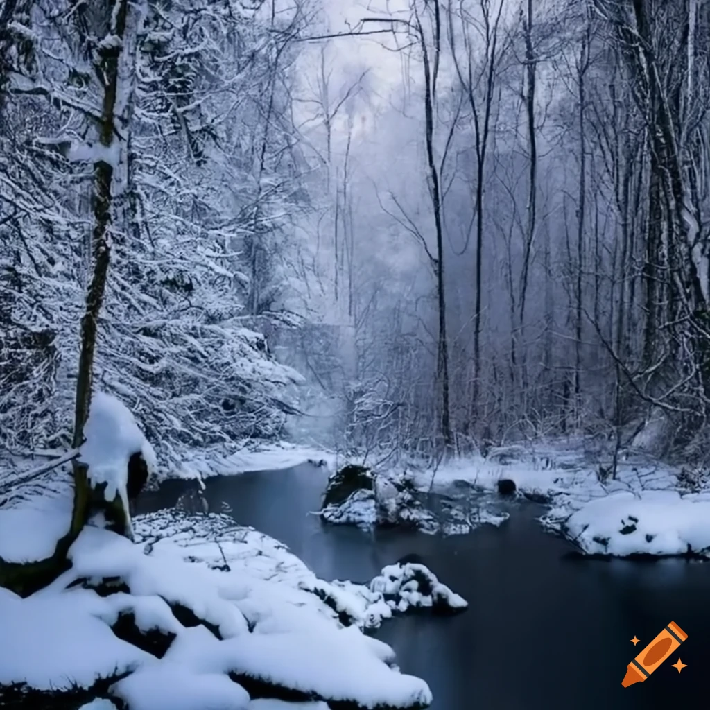 winter wonderland with a frozen river