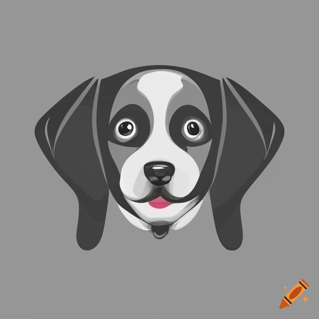 simple black and white dog puppy logo on transparent background