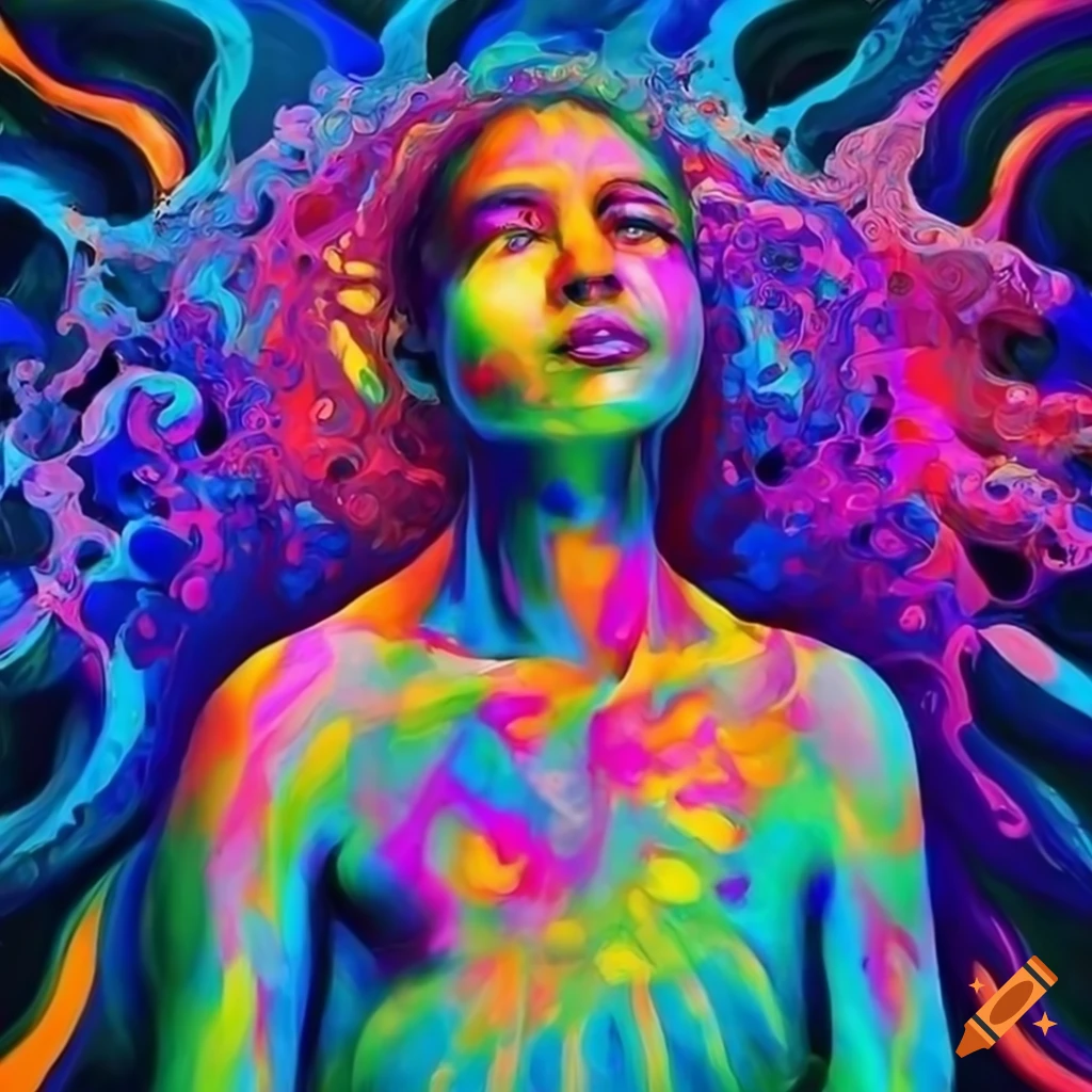 Colorful artwork of a woman in vibrant colors on Craiyon