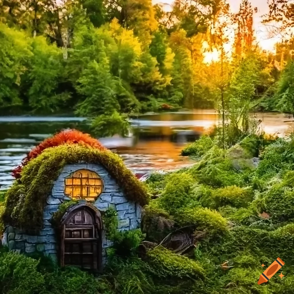 Photo realistic image of a hamster in a moss fairy house on Craiyon
