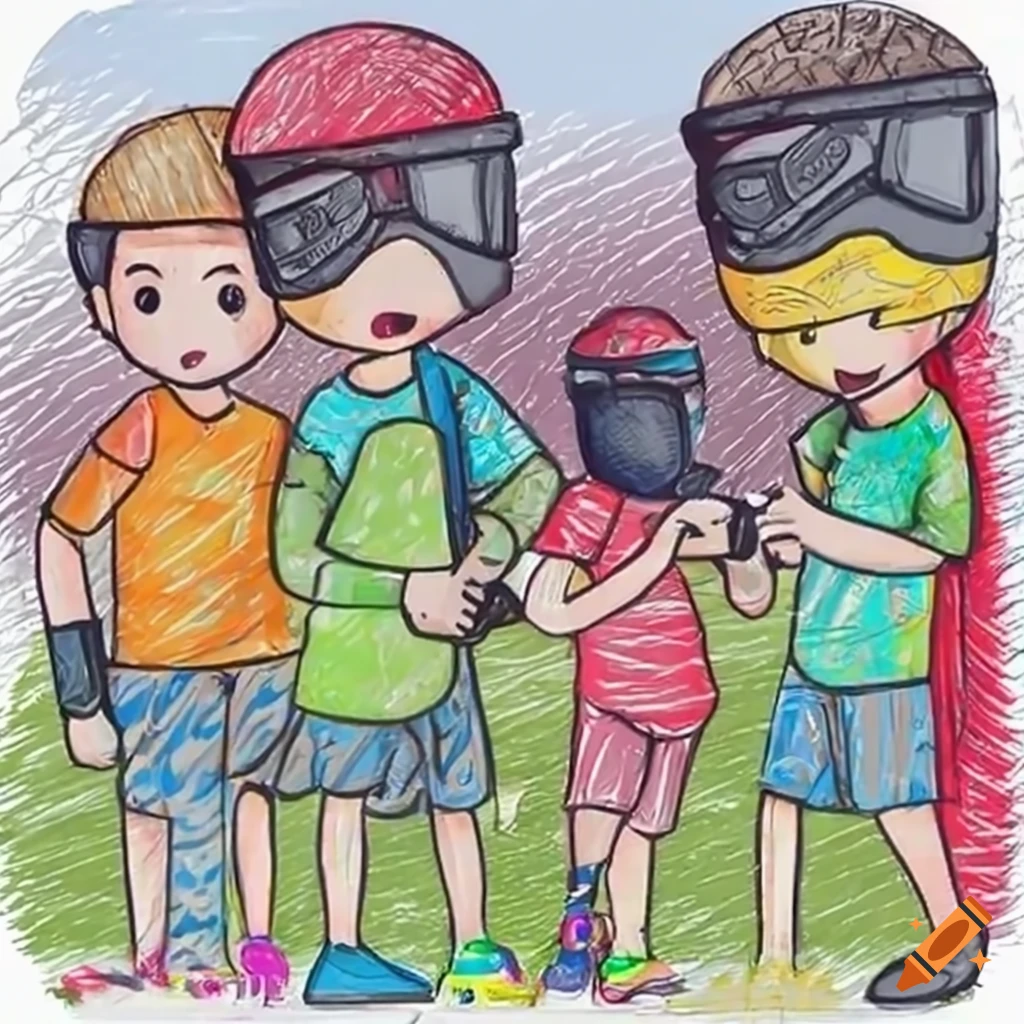 children playing paintball