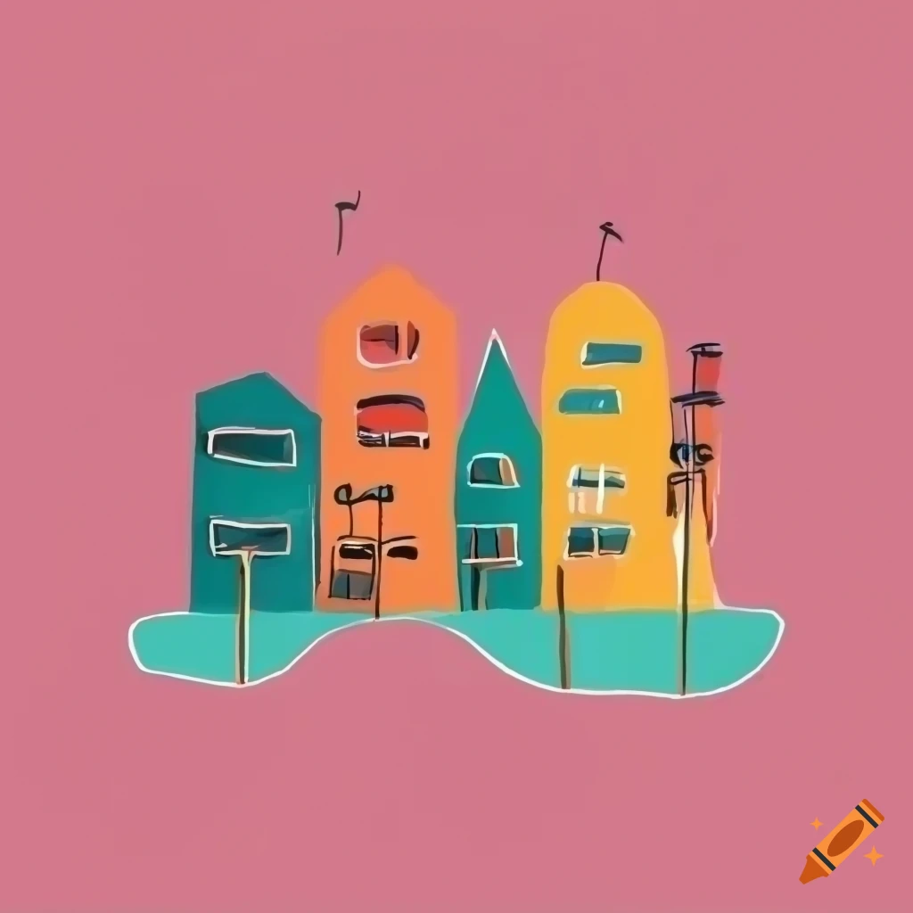 Minimalistic Drawing Of A Sustainable Community