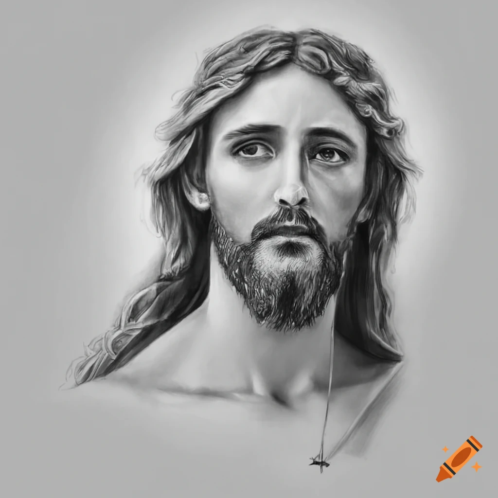 Pencil Sketch Of Lord Jesus - Desi Painters
