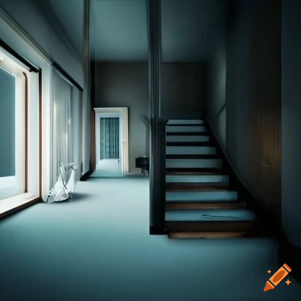 animated house interior with staircase