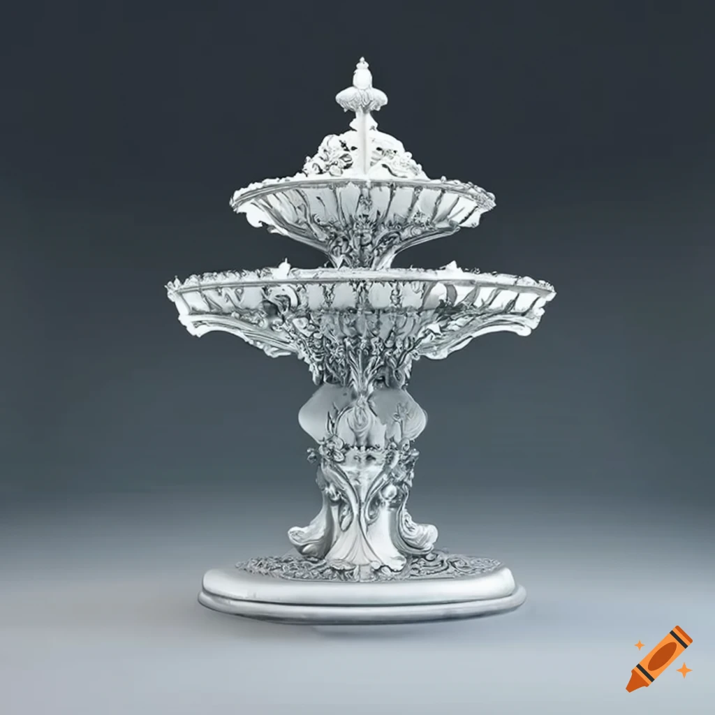 silver ornamental gazebo with fountain
